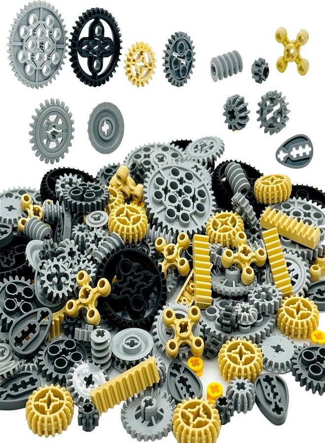 Miutrue Technical Parts Wheels Gears Building Blocks Accessories Pieces kit Construction Toys Set for Kids 6yrs+ Compatible with Major Brands - Image 1